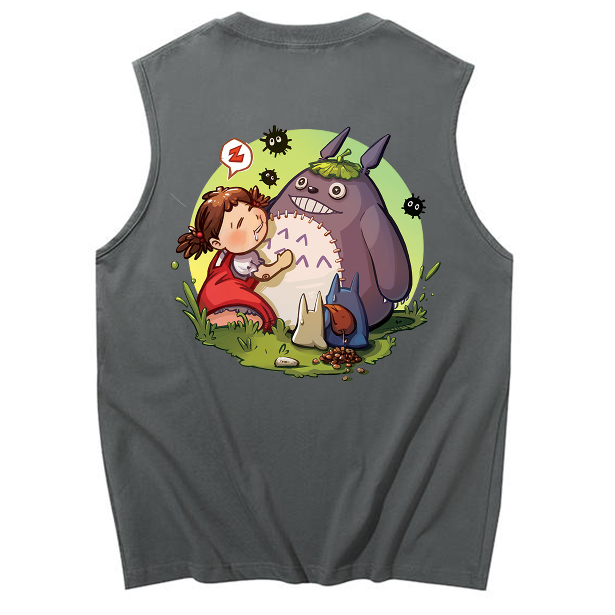 （画像用） となりのトトロ 草壁メイ 草壁サツキ My Neighbor Totoro Satsuki Kusakabe Mei Kusakabe コットン100％タンクトップ（背面プリント）